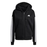 Sudadera Con Gorro Essentials De Felpa Con Cierre Frontal Y 3 franjas Adidas Negro Mujer