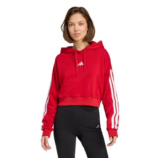 Foto 2 | Foto 2 | Sudadera Corta Con Gorro Essentials 3 Franjas Felpa Francesa Adidas Rojo Mujer