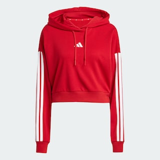 Foto 3 | Foto 3 | Sudadera Corta Con Gorro Essentials 3 Franjas Felpa Francesa Adidas Rojo Mujer