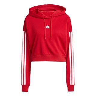 Foto 1 | Foto 1 | Sudadera Corta Con Gorro Essentials 3 Franjas Felpa Francesa Adidas Rojo Mujer