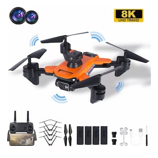 Foto 3 | Foto 3 | Dron Plegables Con Cámara Hd 8k Control Remoto 4 Baterías Eo Safe Imports Eso-8694 Naranja