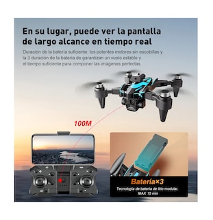 Foto 4 | Foto 4 | Drone Con Dual Cámara 8k Negro 2.4ghz 3 Batería Negro Con Azul