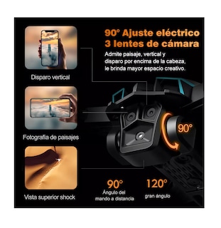 Foto 2 | Foto 2 | Drone Con Dual Cámara 8k Negro 2.4ghz 3 Batería Negro Con Azul