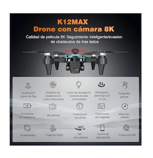 Foto 3 | Foto 3 | Drone Con Dual Cámara 8k Negro 2.4ghz 3 Batería Negro Con Azul