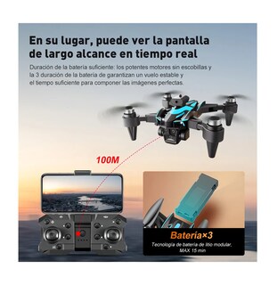 Foto 4 | Foto 4 | Drone Con Dual Cámara 8k Negro 2.4ghz 3 Batería Negro Con Azul