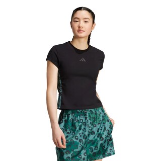 Foto 2 | Foto 2 | Camiseta De 3 Franjas Con Estampado Animal Print Adidas Negro Mujer