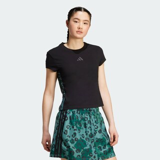 Foto 5 | Foto 5 | Camiseta De 3 Franjas Con Estampado Animal Print Adidas Negro Mujer