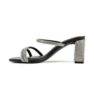 Foto 5 | Foto 5 | Tacon Tiras De Brillo Elegante 8 Cm Para Mujer Walki Vega Negro