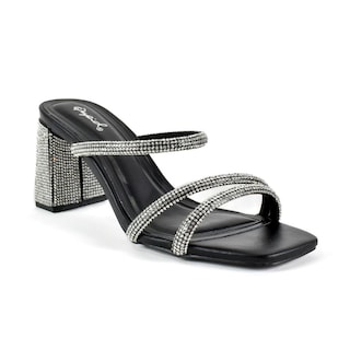 Foto 1 | Foto 1 | Tacon Tiras De Brillo Elegante 8 Cm Para Mujer Walki Vega Negro