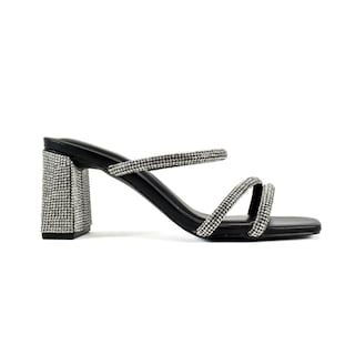 Foto 2 | Foto 2 | Tacon Tiras De Brillo Elegante 8 Cm Para Mujer Walki Vega Negro