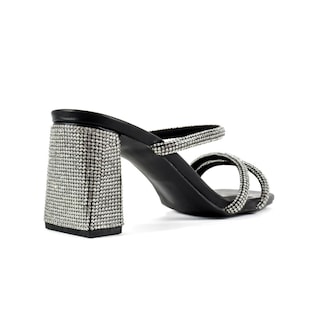 Foto 4 | Foto 4 | Tacon Tiras De Brillo Elegante 8 Cm Para Mujer Walki Vega Negro