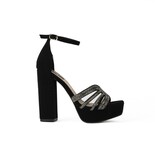 Tacon Brillo Plataforma Fiesta 13cm Para Mujer Walki Erica Negro
