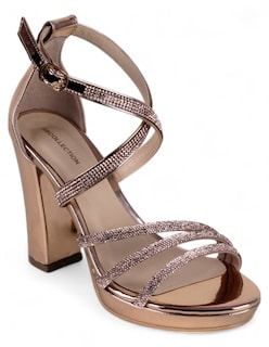 Foto 1 | Foto 1 | Sandalia Con Tacón Exterior Sintético Color Oro Para Mujer De Rbcollection
