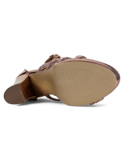 Foto 5 | Foto 5 | Sandalia Con Tacón Exterior Sintético Color Oro Para Mujer De Rbcollection