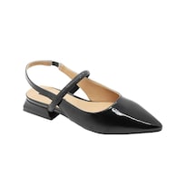 Flat Balerina Dama Color Negro Tacon Ancho Salamandra Correa Negro