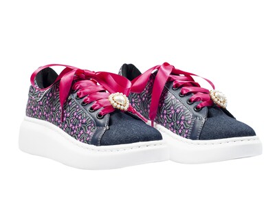 Foto 1 | Foto 1 | Tenis De Dama A Ángelozano De Piel Sintética Tenis Mezclilla Color Azul