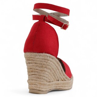 Foto 3 | Foto 3 | Tacón Puente Exterior Textil Color Rojo Para Mujer De Rbcollection