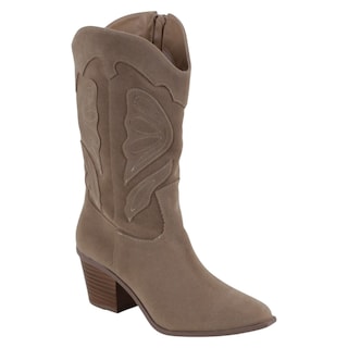 Foto 1 | Foto 1 | Botas Tipo Western Exterior Gamuza Sintética Color Café Para Mujer De Rbcollection