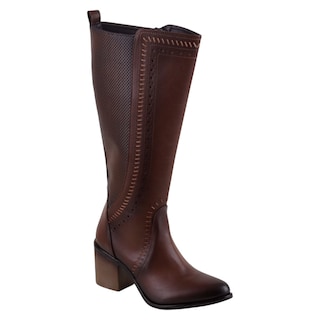 Foto 1 | Foto 1 | Botas Tipo Western Exterior Piel Vegana Color Café Para Mujer De Rbcollection