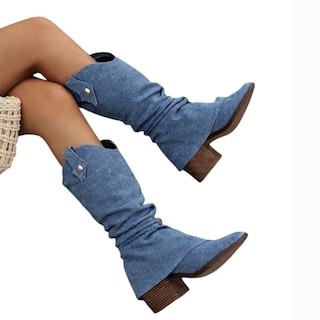 Foto 1 | Foto 1 | Bota Vaquera De Mezclilla Tacon Cuadrado Juvenil Moda Cowboy