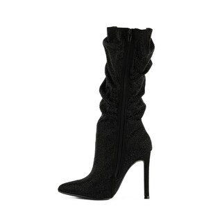 Foto 1 | Foto 1 | Bota Alta Moda Brillo Tacón 11cm De Mujer Walki Lorena Negro