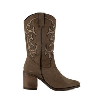 Foto 1 | Foto 1 | Bota Vaquera Tacón Moda 7cm Para Mujer Walki Josefina Cafe