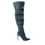 Bota Alta Moda Puntal Mezclilla 11cm De Mujer Walki Lorenza Azul