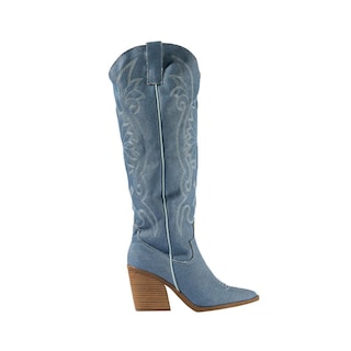 Foto 1 | Foto 1 | Bota Vaquera Tacón Moda 6.5cm Para Mujer Walki Romina Azul Petroleo