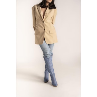 Foto 4 | Foto 4 | Bota Vaquera Tacón Moda 6.5cm Para Mujer Walki Romina Azul Petroleo
