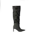 Bota Alta Puntal Mezclilla Moda 8cm Para Mujer Walki Raquel Negro