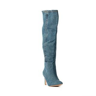 Foto 6 | Foto 6 | Bota Alta Puntal Mezclilla Moda 8cm Para Mujer Walki Raquel Azul