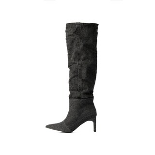 Foto 2 | Foto 2 | Bota Alta Puntal Mezclilla Moda 8cm Para Mujer Walki Raquel Negro