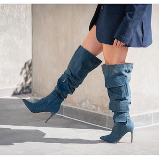 Foto 2 | Foto 2 | Bota Alta Moda Puntal Mezclilla 11cm De Mujer Walki Lorenza Azul