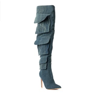 Foto 5 | Foto 5 | Bota Alta Moda Puntal Mezclilla 11cm De Mujer Walki Lorenza Azul