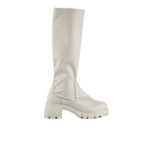 Bota Alta Combat Militar Elástica 5cm Para Mujer Walki Mara Gris