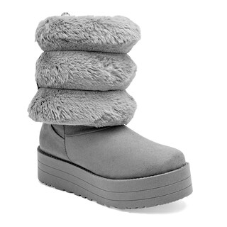 Foto 1 | Foto 1 | Rojo Cereza Bota Con Peluche Para Mujer Gris