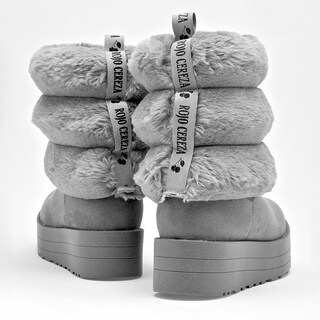 Foto 5 | Foto 5 | Rojo Cereza Bota Con Peluche Para Mujer Gris