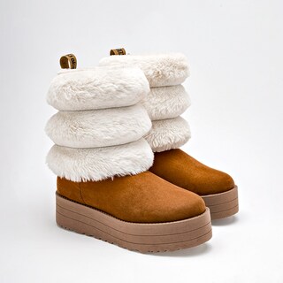 Foto 2 | Foto 2 | Rojo Cereza Bota Con Peluche Para Mujer Camel Beige