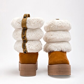 Foto 3 | Foto 3 | Rojo Cereza Bota Con Peluche Para Mujer Camel Beige