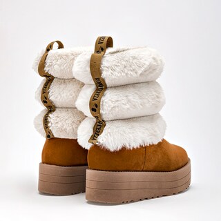 Foto 4 | Foto 4 | Rojo Cereza Bota Con Peluche Para Mujer Camel Beige