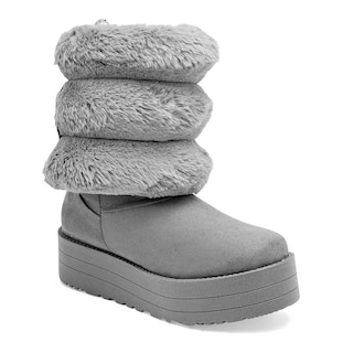 Foto 1 | Foto 1 | Rojo Cereza Bota Con Peluche Para Mujer Gris
