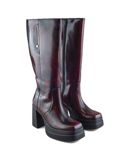 Foto 8 | Foto 8 | Bota Alta Cuadrada Camaleón Vino Con Plataforma Para Mujer