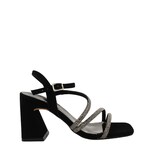 Sandalia De Tacón Ancho Bajito Para Fiesta Con Tiras De Pedrería Senties Nadia