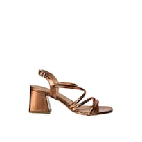 Sandalia Kipon Mujer Tacon Brillantes Cafe