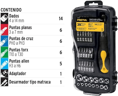Foto 2 | Foto 2 | Juego de Dados Autocle 39 Piezas Pretul