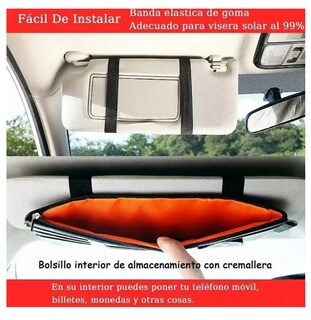 Foto 3 | Foto 3 | Bolsa Organizadora De Cuero Para Visera De Coche Multiusos