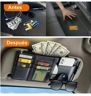 Foto 4 | Foto 4 | 2pz Organizador De Visera Coche Bolsa Cuero Multiuso Tarjeta