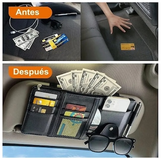 Foto 6 | Foto 6 | Organizador De Visera Coche Bolsa Cuero Multiusos De Tarjeta