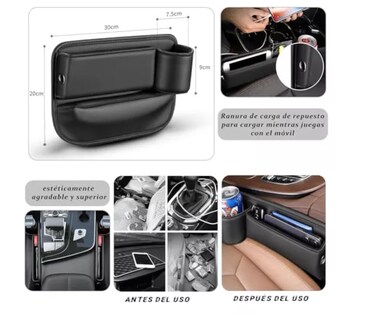 Foto 5 | Foto 5 | Bolsa De Espacio Para Vasos De Cuero Para Asiento De Coche