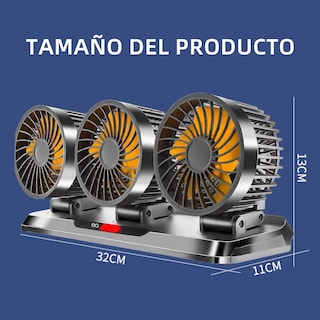 Foto 2 | Foto 2 | Ventilador Para Auto De 3 Cabezas Ajustables Portátil 12v Eo Safe Imports Esi-19980 Gris